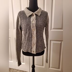 CAbi Gray Cardigan Sweater with Classic Design